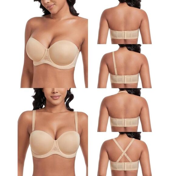 32C Exerin Strapless/Convertible Beige Bra, New With Tags! - Picture 2 of 6